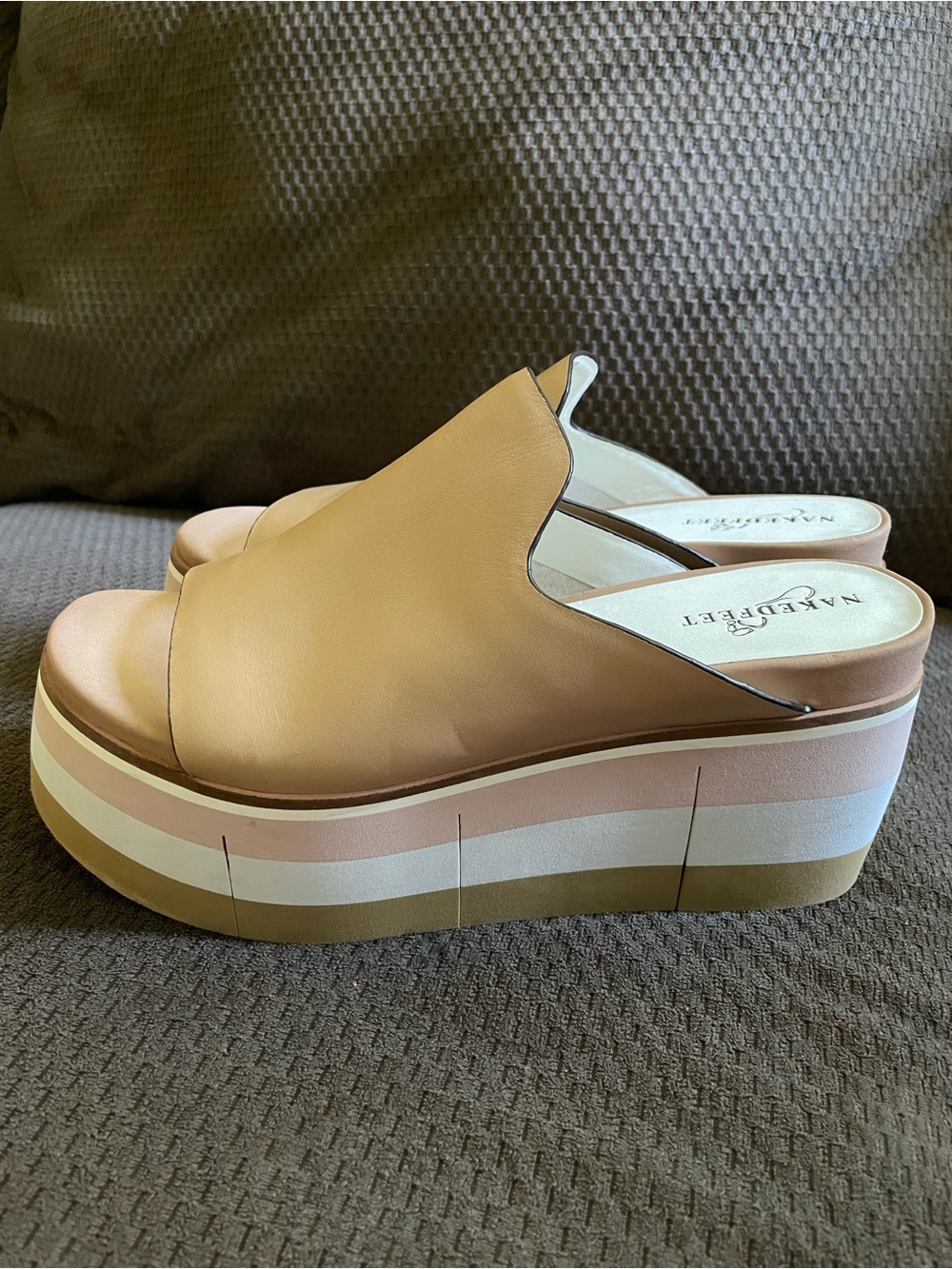 Naked Feet - Women’s Flow Platform Boho Leather Sandal Size 7.5